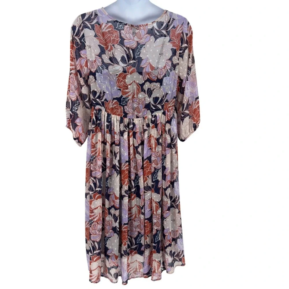 Torrid Floral Clip Dot Midi Dress 2X NWT - Picture 6 of 12